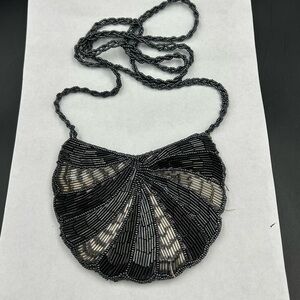 Black and Silver Beaded shell shaped purse